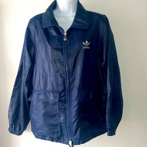 Vintage Adidas navy blue nylon windbreaker jacket
